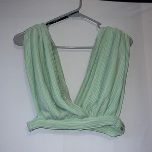 Women’s woven mint colored crop top